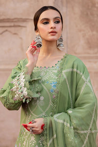 MAHNUR - 3PC LAWN EMBROIDERED SHIRT WITH CHIFFON EMBROIDERED DUPATTA AND TROUSER-BIC-4538