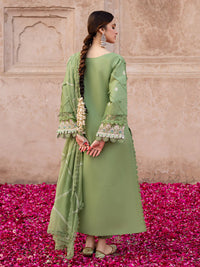MAHNUR - 3PC LAWN EMBROIDERED SHIRT WITH CHIFFON EMBROIDERED DUPATTA AND TROUSER-BIC-4538