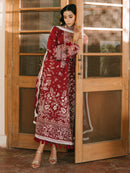 MAHNUR-3PIECE LAWN EMBROIDERED SHIRT WITH KHADDI NET EMB DUPATTA AND TROUSER-BIC-4700