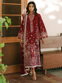 MAHNUR-3PIECE LAWN EMBROIDERED SHIRT WITH KHADDI NET EMB DUPATTA AND TROUSER-BIC-4700