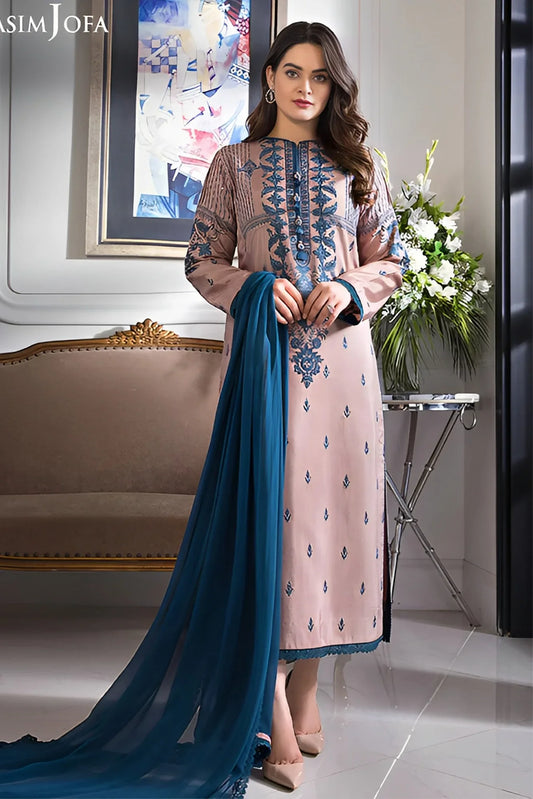 ASIM JOFA 3PC LAWN EMBROIDERED WITH BAMBER CHIFFON DUPATTA-BIC-3510