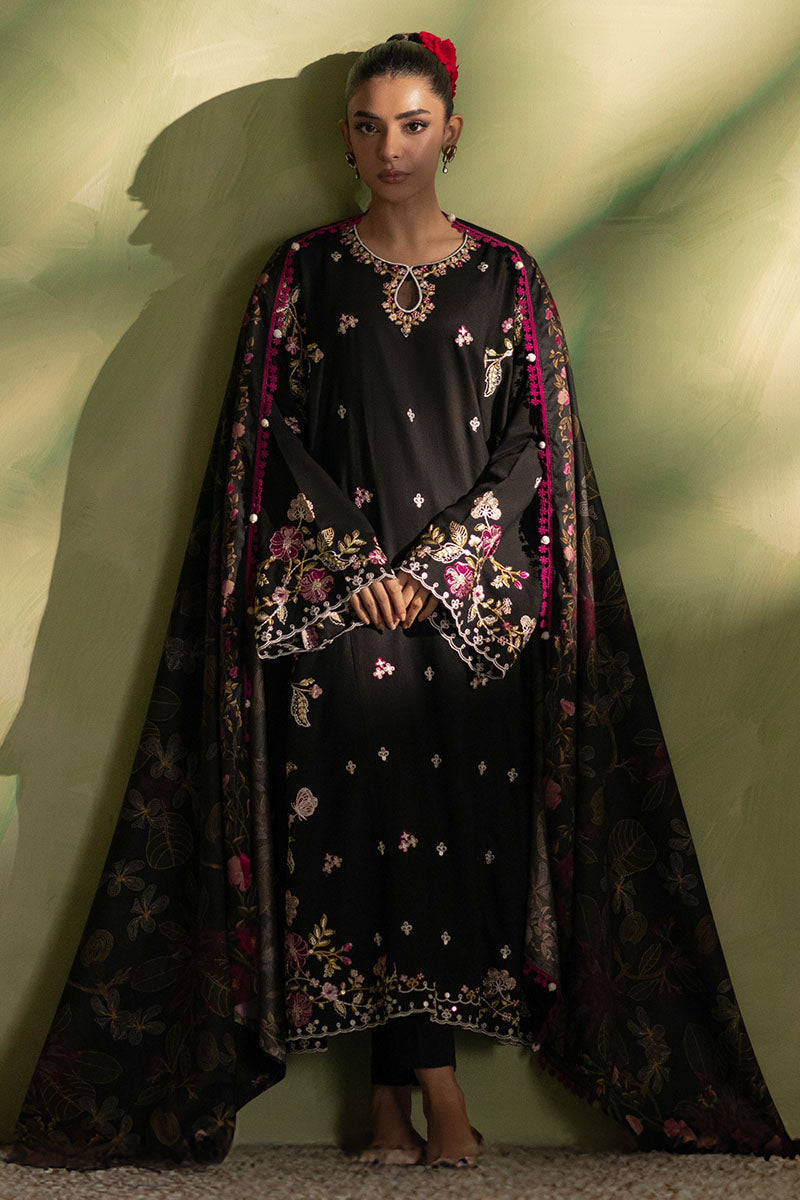 CROSS STITCH-3PC DHANAK EMBROIDERED SHIRT WITH COURTRAI PRINTED SHAWL AND TROUSER BIC-4276