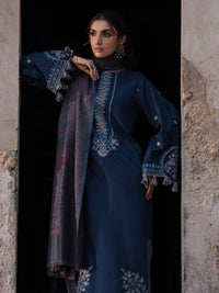 IZEL-3PC DHANAK EMBROIDERED SHIRT WITH COURTRAI PRINTED SHAWL & TROUSER-BIC-4350