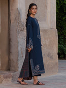 IZEL-3PC DHANAK EMBROIDERED SHIRT WITH COURTRAI PRINTED SHAWL & TROUSER-BIC-4350