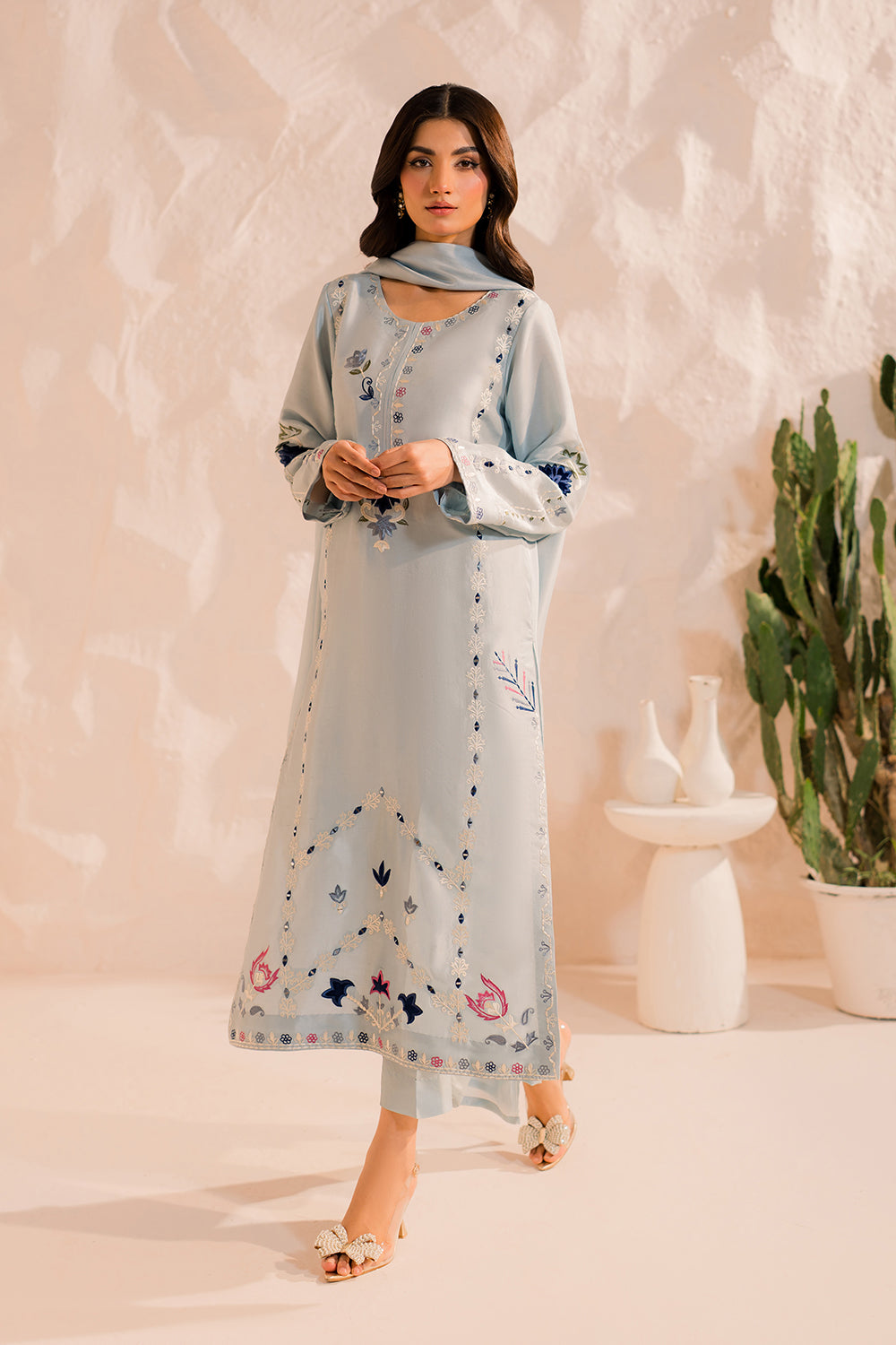 MIRANA-3PC LAWN EMBROIDERED SHIRT WITH BAMBER CHIFFON DUPATTA AND TROUSER-BIC-4654
