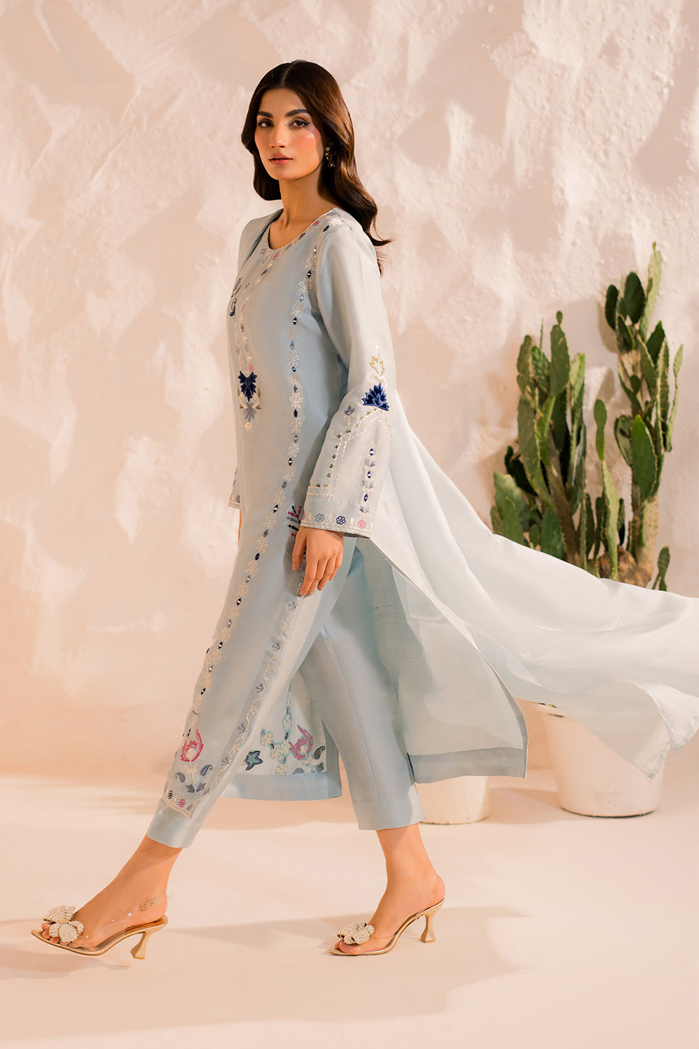 MIRANA-3PC LAWN EMBROIDERED SHIRT WITH BAMBER CHIFFON DUPATTA AND TROUSER-BIC-4654