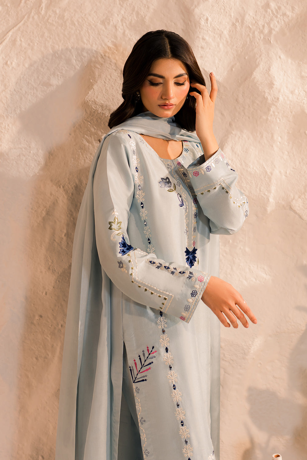 MIRANA-3PC LAWN EMBROIDERED SHIRT WITH BAMBER CHIFFON DUPATTA AND TROUSER-BIC-4654
