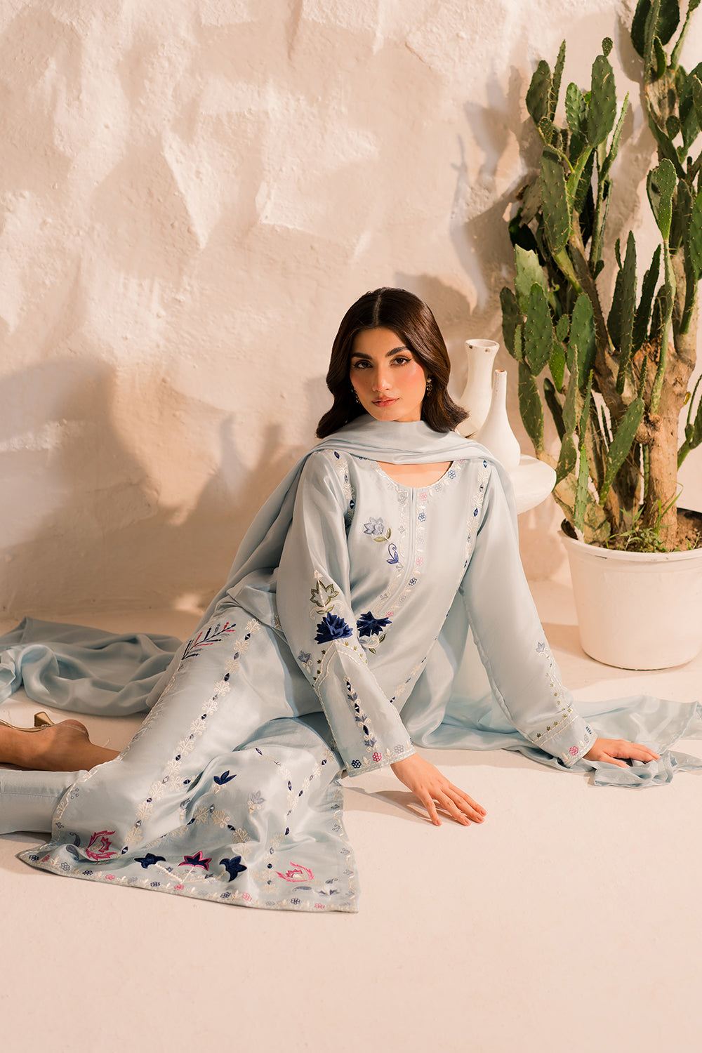 MIRANA-3PC LAWN EMBROIDERED SHIRT WITH BAMBER CHIFFON DUPATTA AND TROUSER-BIC-4654