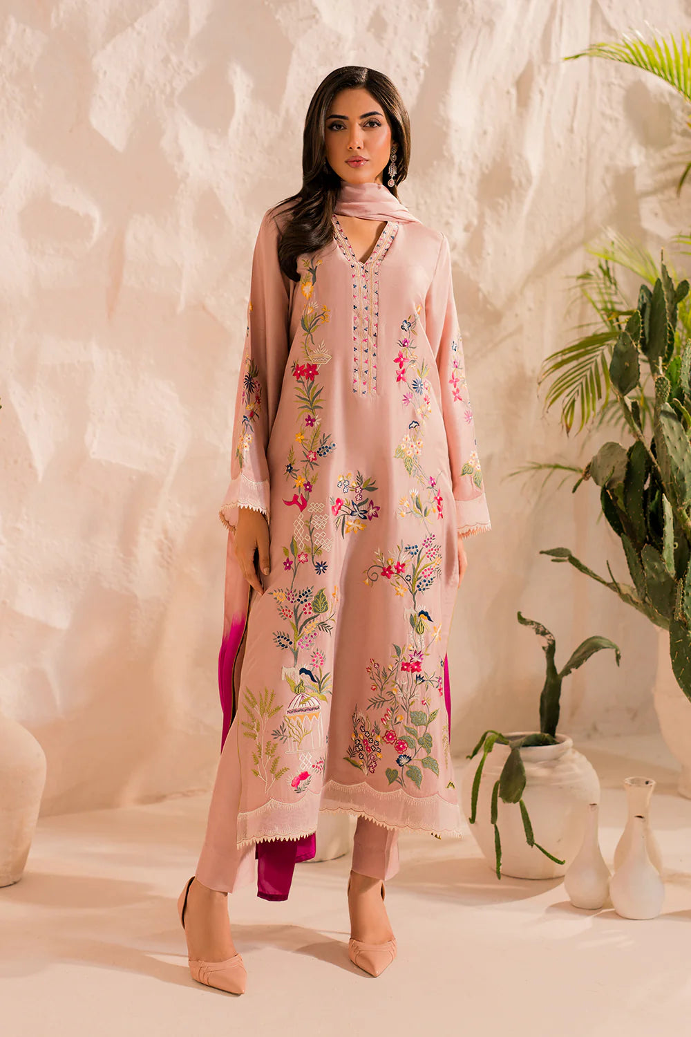 MIRANA-3PC LAWN EMBROIDERED SHIRT WITH CHIFFON TYE&DYE DUPATTA & TROUSER-BIC-4506