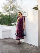IZEL-3PC LAWN EMBROIDERED SHIRT WITH CHIFFON PRINT DUPATTA AND EMB TROUSER-BIC-4839