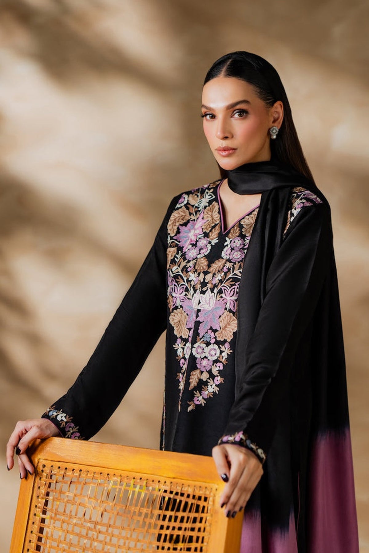 MIRANA-3PC LAWN EMBROIDERED SHIRT WITH CHIFFON TYE&DYED DUPATTA AND TROUSER-BIC-4640