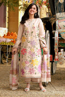 IZNIK-3PC DHANAK EMBROIDERED SHIRT WITH WOOL DIGITAL PRINT SHAWL AND TROUSER-BIC-5093