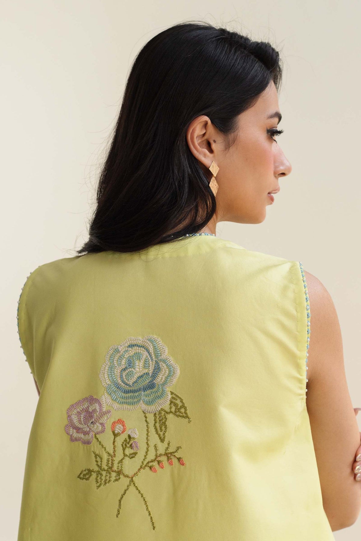 ZAHRA SHAHJAHAN- 3PC LAWN EMBROIDERED SHIRT WITH DIAMOND PRINT DUPATTA-BIC-2852-LEMON