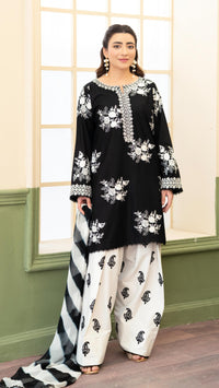 ZARA SHAHJAHAN-3PC LAWN EMBROIDERED SHIRT WITH CHIFFON PRINTED DUPATTA AND EMB TROUSER-BIC-4876