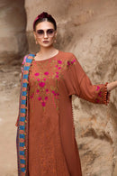 MARIA-B- 3PC DHANAK EMBROIDERED SHIRT WITH COURTRAI PRINTED SHAWL AND TROUSER-BIC-1203