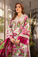 MARIA.B-3PC LAWN PRINTED EMB SHIRT WITH CHIFFON PRINT DUPATTA AND PRINT TROUSER-BIC-2529