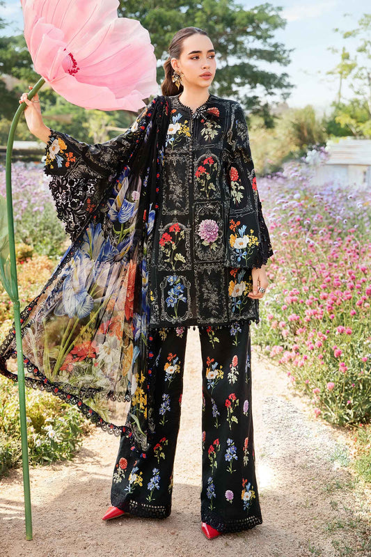 MARIA.B-3PC LAWN EMBROIDERED PRINTED SHIRT WITH CHIFFON PRINT DUPATTA AND PRINT TROUSER-BIC-2521