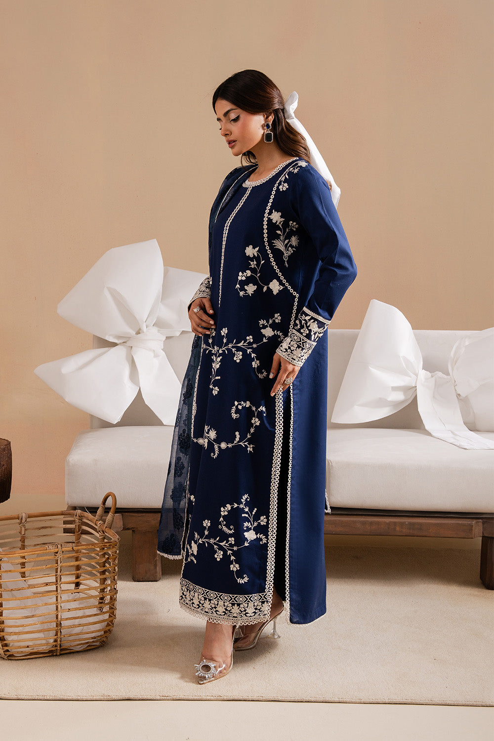 MARYAM & MARIA-3PC LAWN EMBROIDERED SHIRT WITH ORGANZA EMBROIDERED DUPATTA & TROUSER-BIC-4541