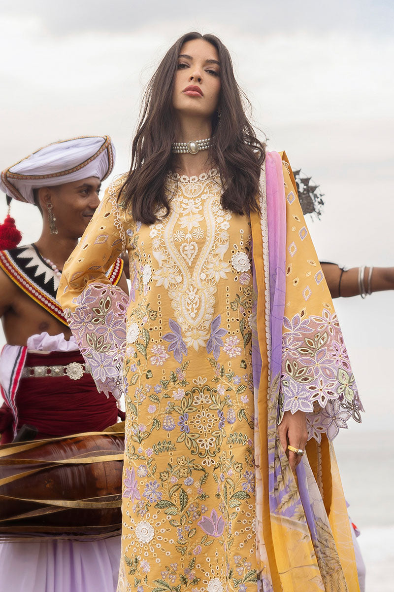 MUSHQ-3PC LAWN EMBROIDERED SHIRT WITH CHIFFON PRINT DUPATTA & TROUSER-BIC-3737
