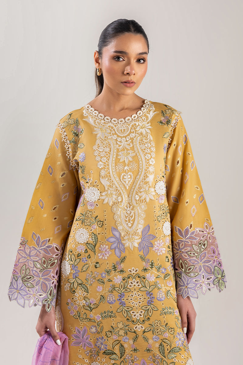 MUSHQ-3PC LAWN EMBROIDERED SHIRT WITH CHIFFON PRINT DUPATTA & TROUSER-BIC-3737