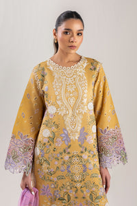 MUSHQ-3PC DHANAK CHIKAN EMBROIDERED SHIRT WITH COURTRAI PRINTED SHAWL & EMB TROUSER-BIC-4088