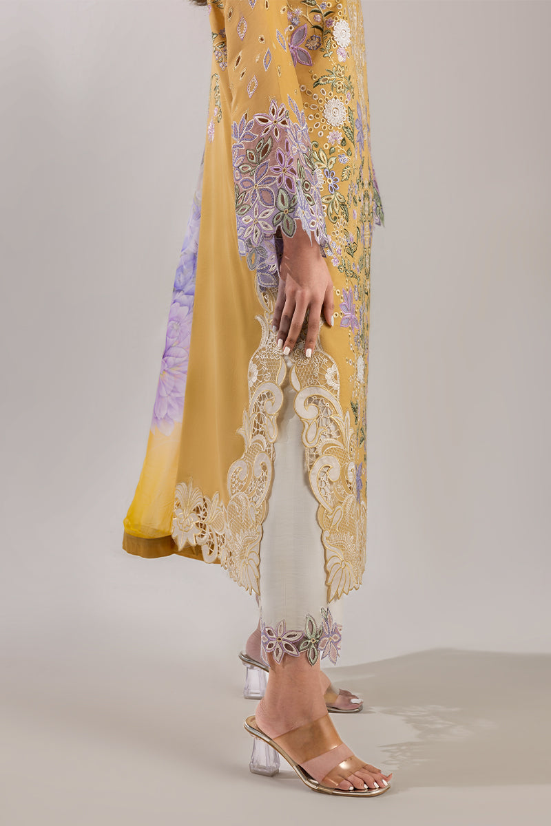 MUSHQ-3PC LAWN EMBROIDERED SHIRT WITH CHIFFON PRINT DUPATTA & TROUSER-BIC-3737