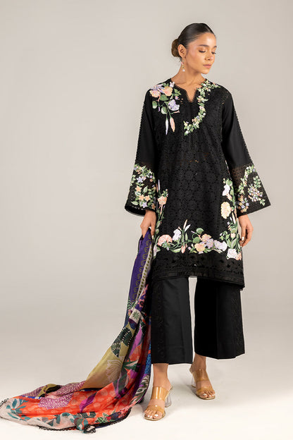 MUSHQ-3PC LAWN EMBROIDERED SHIRT WITH MONARK PRINT DUAPATTA AND TROUSER-BIC-3719