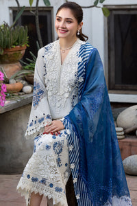 MOTIFZ-3PC LAWN HEAVY EMBROIDERED SHIRT WITH SILK PRINTED DUPATTA AND TROUSER-BIC-4906