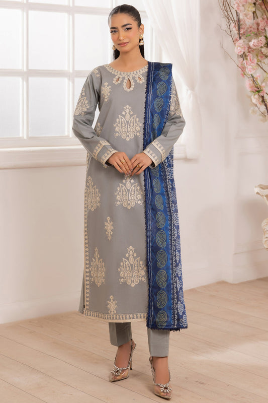 MOHAGNI-3PC LAWN EMBROIDERED SHIRT WITH MONARK PRINTED DUPATTA AND TROUSER-BIC-3741
