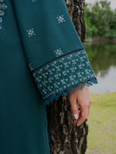 YARDS-3PC DHANAK EMBROIDERED SHIRT WITH COUTRAI PRINTED SHAWL AND TROUSER-BIC-5272