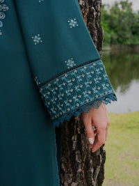 YARDS-3PC DHANAK EMBROIDERED SHIRT WITH COUTRAI PRINTED SHAWL AND TROUSER-BIC-5272