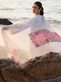 MAHNUR-3PC LAWN CHIKAN HEAVY EMBROIDERED SHIRT WITH KHADDI NET EMBROIDERED DUPATTA AND TROUSER-BIC-4734