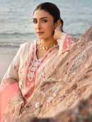MAHNUR-3PC LAWN CHIKAN HEAVY EMBROIDERED SHIRT WITH KHADDI NET EMBROIDERED DUPATTA AND TROUSER-BIC-4734
