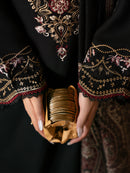 IZEL-3PC KHADDAR EMBROIDERED SHIRT WITH COURTRAI PRINTED SHAWL & TROUSER-BIC-4389