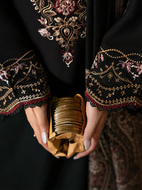 IZEL-3PC KHADDAR EMBROIDERED SHIRT WITH COURTRAI PRINTED SHAWL & TROUSER-BIC-4389