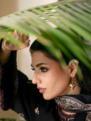 IZEL-3PC KHADDAR EMBROIDERED SHIRT WITH COURTRAI PRINTED SHAWL & TROUSER-BIC-4389