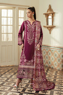 JAZMIN-3PC DHANAK EMBROIDERED SHIRT WITH COURTRAI WOOL PRINTED SHAWL AND TROUSER-BIC-4185