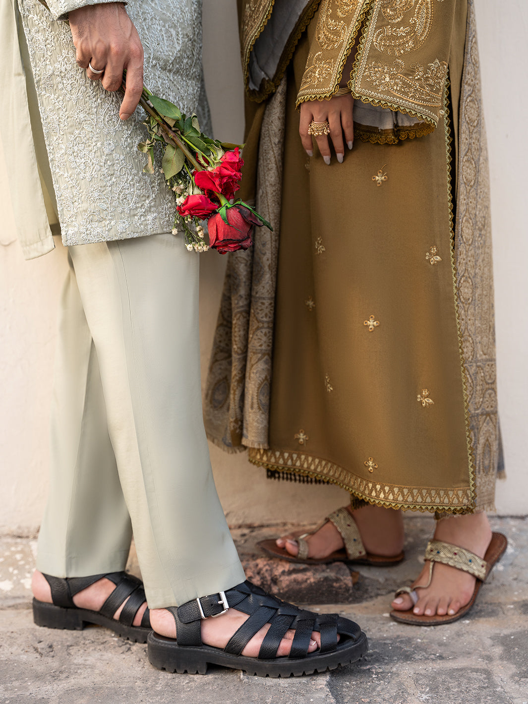 IZEL-3PC DHANAK EMBROIDERED SHIRT WITH COURTRAI PRINTED SHAWL & TROUSER-BIC-4376