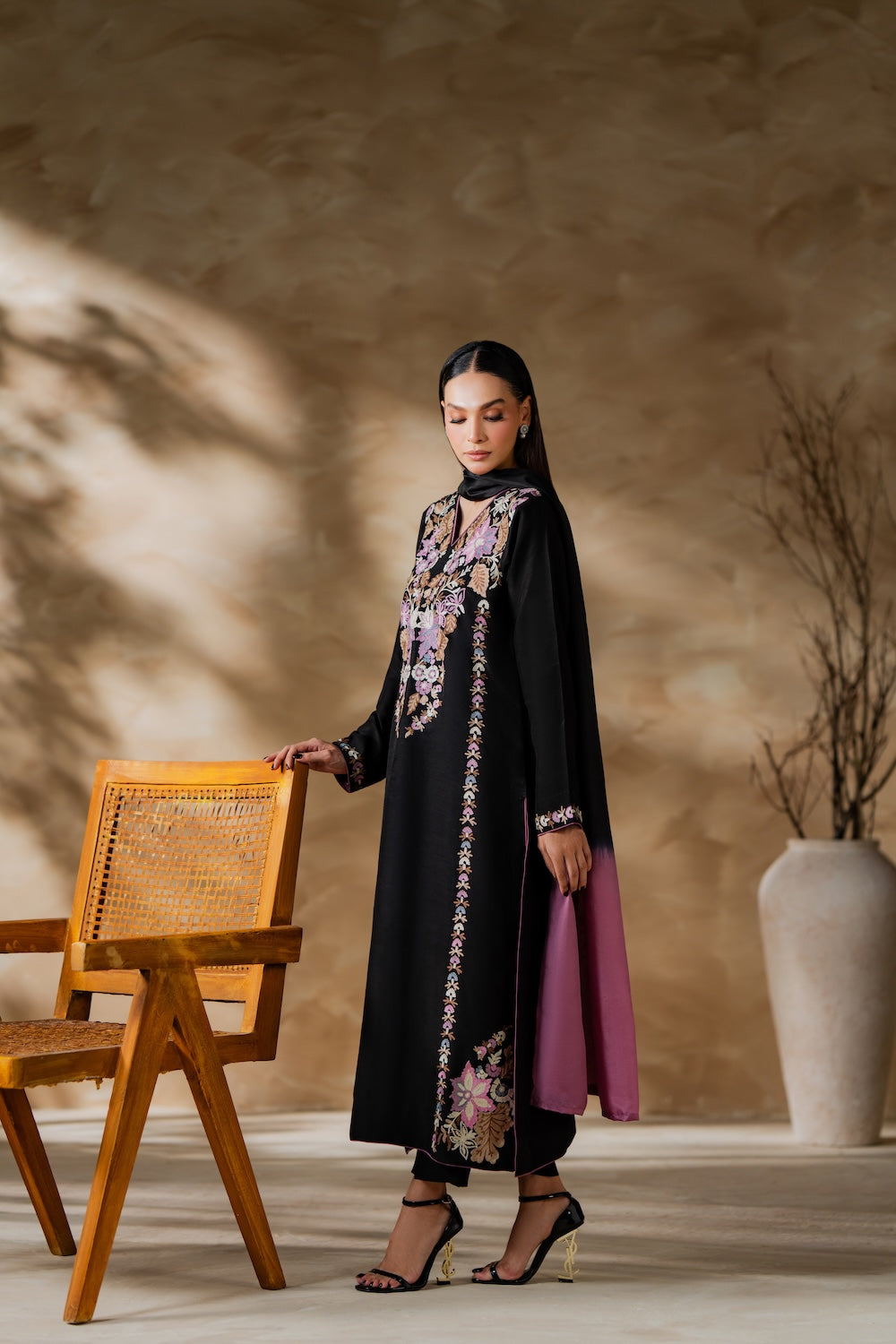 MIRANA-3PC LAWN EMBROIDERED SHIRT WITH CHIFFON TYE&DYED DUPATTA AND TROUSER-BIC-4640