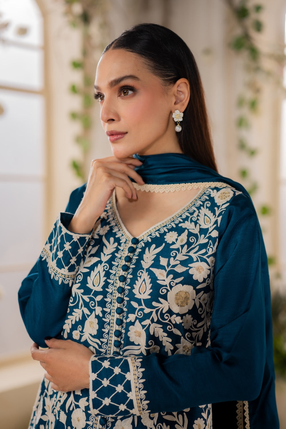 MIRANA-3PC LAWN EMBROIDERED SHIRT WITH BAMBER CHIFFON DUPATTA AND TROUSER-BIC-4728