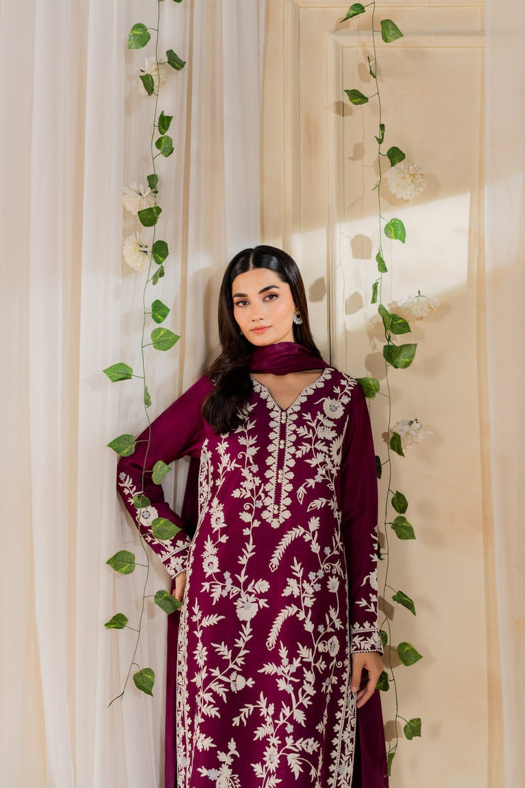 MIRANA-3PC LAWN EMBROIDERED SHIRT WITH BAMBER CHIFFON DUPATTA AND TROUSER-BIC-4720