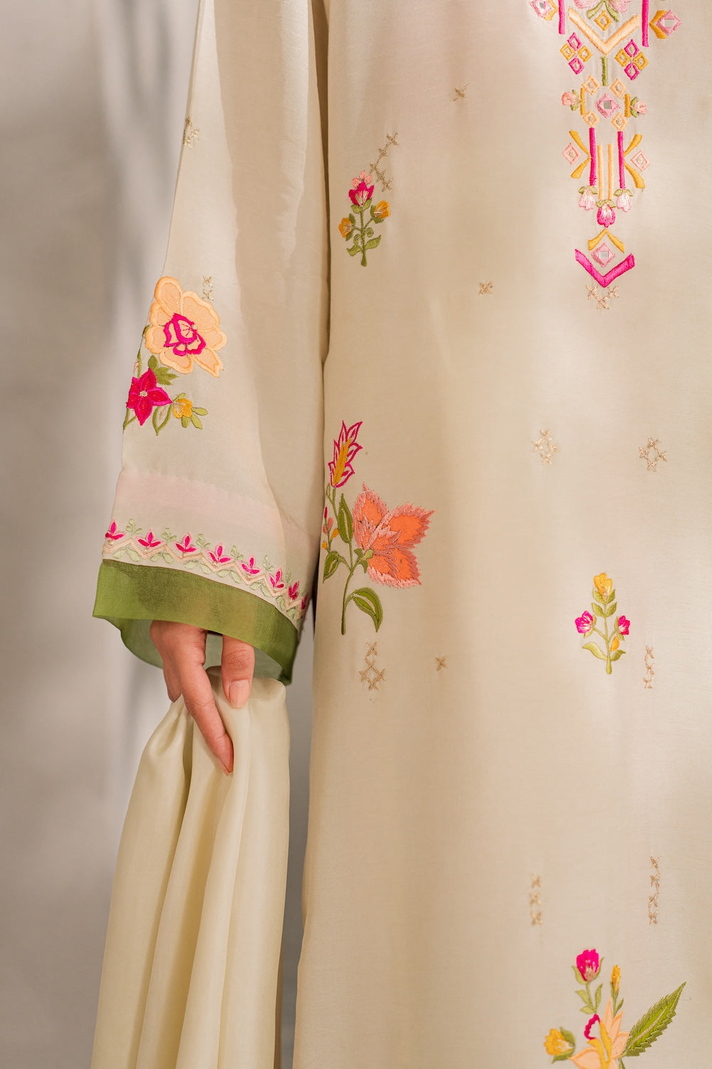 MIRANA-3PC DHANAK EMBROIDERED SHIRT WITH BAMBER CHIFFON DUPATTA AND TROUSER-BIC-4289
