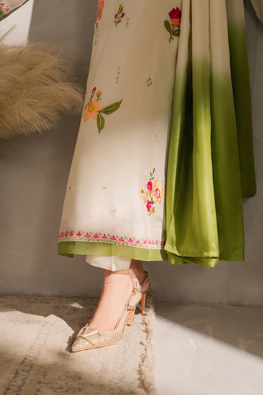MIRANA-3PC DHANAK EMBROIDERED SHIRT WITH BAMBER CHIFFON DUPATTA AND TROUSER-BIC-4289