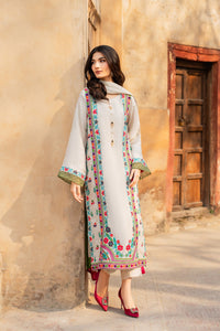 MIRANA-3PC RAW SILK EMBROIDERED SHIRT WITH CHIFFON TYE&DYE DUPATTA AND TROUSER-BIC-5150