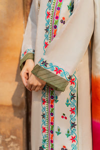 MIRANA-3PC RAW SILK EMBROIDERED SHIRT WITH CHIFFON TYE&DYE DUPATTA AND TROUSER-BIC-5150