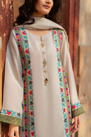 MIRANA-3PC RAW SILK EMBROIDERED SHIRT WITH CHIFFON TYE&DYE DUPATTA AND TROUSER-BIC-5150