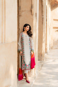 MIRANA-3PC RAW SILK EMBROIDERED SHIRT WITH CHIFFON TYE&DYE DUPATTA AND TROUSER-BIC-5150