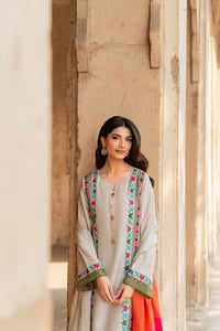 MIRANA-3PC RAW SILK EMBROIDERED SHIRT WITH CHIFFON TYE&DYE DUPATTA AND TROUSER-BIC-5150
