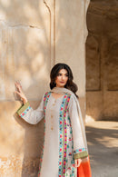 MIRANA-3PC RAW SILK EMBROIDERED SHIRT WITH CHIFFON TYE&DYE DUPATTA AND TROUSER-BIC-5150