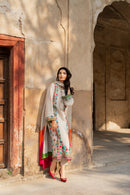 MIRANA-3PC RAW SILK EMBROIDERED SHIRT WITH CHIFFON TYE&DYE DUPATTA AND TROUSER-BIC-5150